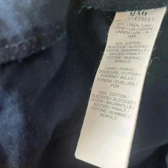 ❤️2/$50❤️[10]MNG Casual Black Linen Blend Short Sleeve Dress Waist Belt - Picture 9 of 10